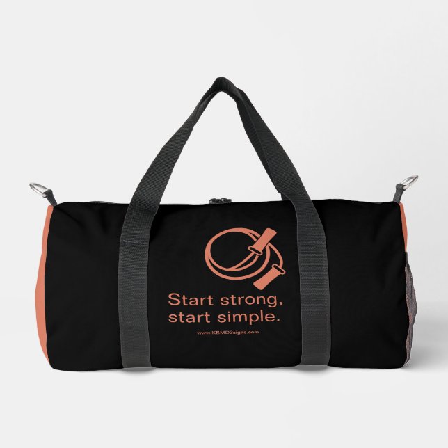 Gym Motto Startet Stark Start Simple Black Orange Duffle Bag (Vorderseite)