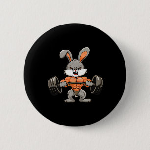 Gym Rabbit Bodybuilding Powerlift Fitness Funny Button