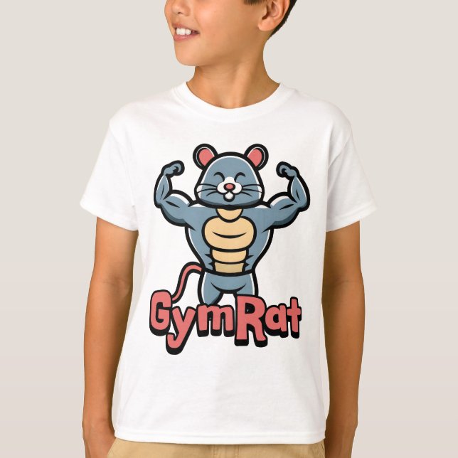 Gym Rat! Niedlicher Cartoon T-Shirt (Vorderseite)