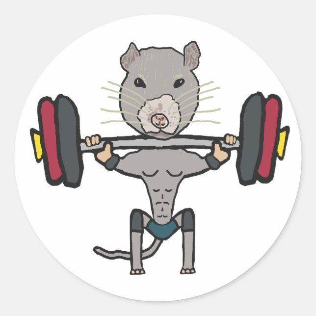 Gym Rat Weightlift Runder Aufkleber (Vorderseite)