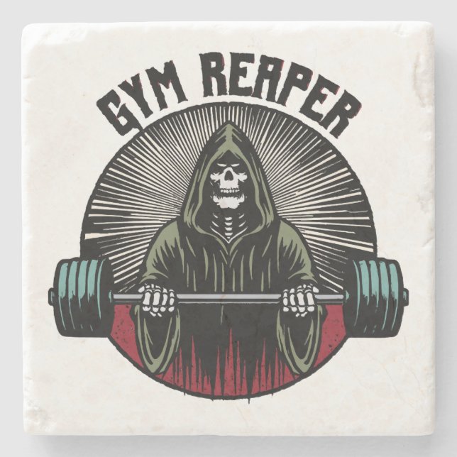 Gym-Reaper-Workout Steinuntersetzer (Vorderseite)