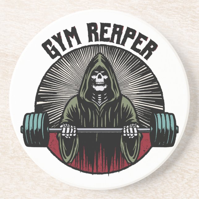 Gym Sensenmann Workout Getränkeuntersetzer (Vorne)