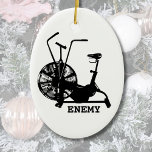 Gym Spaß Schwarz-weiß Funny Workout Keramik Ornament<br><div class="desc">Gefällt dir das Air Bike? Jeder,  der CrossFit macht oder Trainings mit dieser gemeinen kleinen Maschine macht,  hat gelernt,  dass es ihr ENEMY ist! Schwarzweißbild der Silhouette. Ein lustiges Workout oder eine Fitness Geschenk für Ihre Gymnastikfreunde. Funny Dur Workout Fitness Wandern im Val Piora Keramik</div>