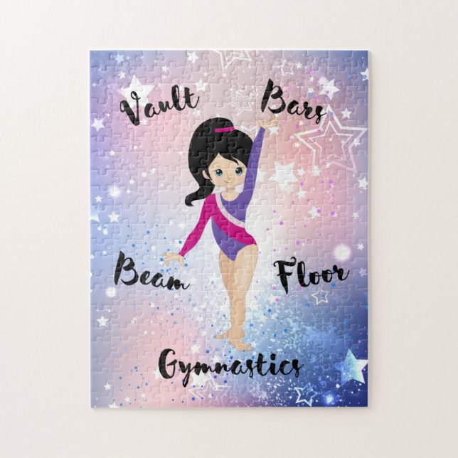 Gym Star Black Hair, Blue Eyes, Lila Leotard (Vertikal)