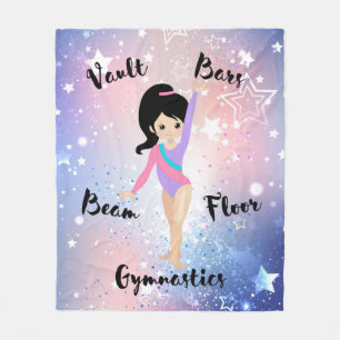 Gym Star schwarze Haare, braune Augen, lila Leotar Fleecedecke