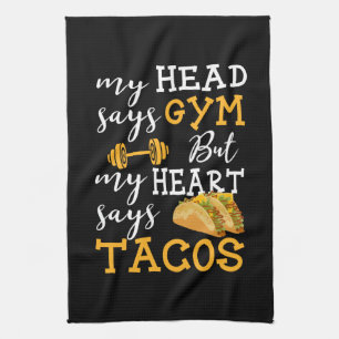 Gym vs Tacos - Funny Novelty Workout Geschirrtuch