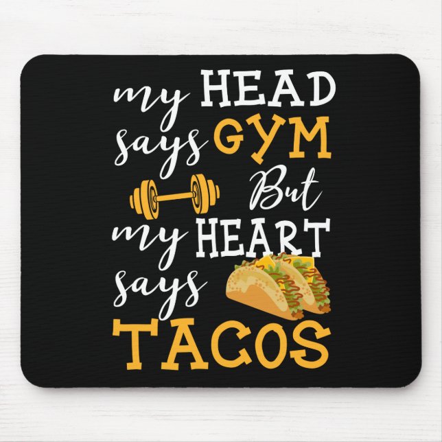 Gym vs Tacos - Funny Novelty Workout Mousepad (Vorne)