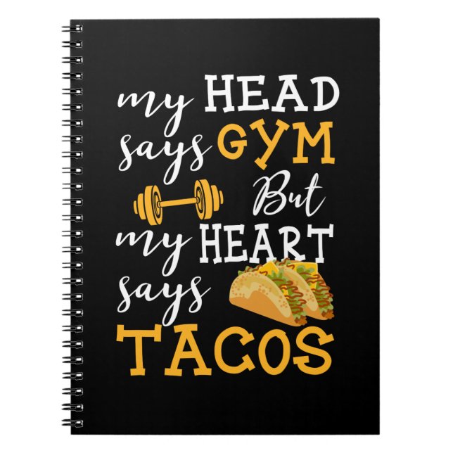 Gym vs Tacos - Funny Novelty Workout Notizblock (Vorderseite)