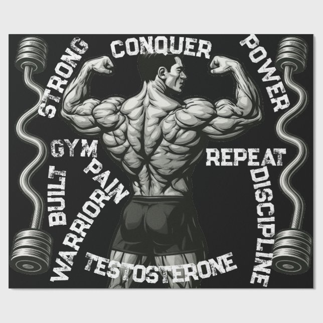 Gym Warrior Black Gift Paper Geschenkpapier (Flach)