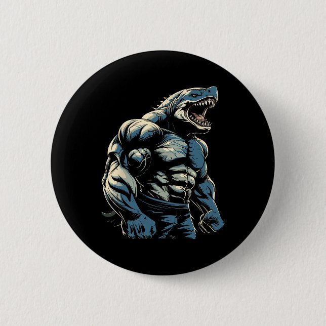 Gym Workout Bodybuilding Shark Button (Vorderseite)