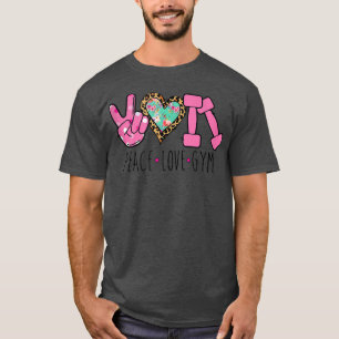 Gymer Fitness Dumbell Workout Lover Leopard Peace T-Shirt
