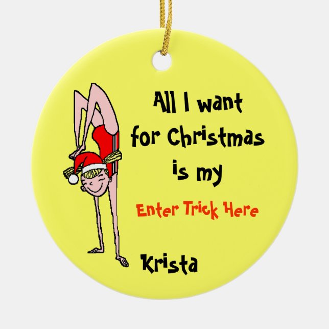 Gymnast aller will ich… personalisierte Verzierung Keramik Ornament (Vorne)