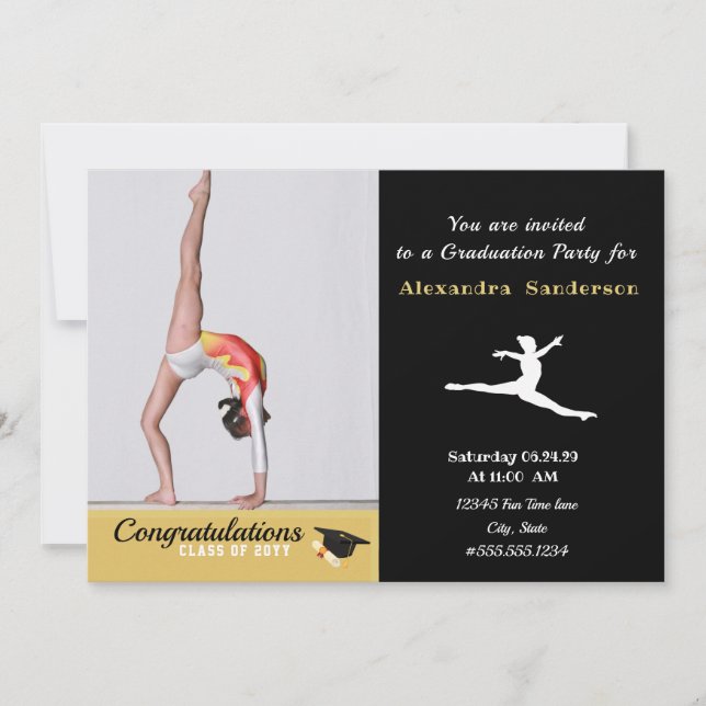 Gymnast Athlete Foto Abschluss Klasse 2022 Einladung (Vorderseite)