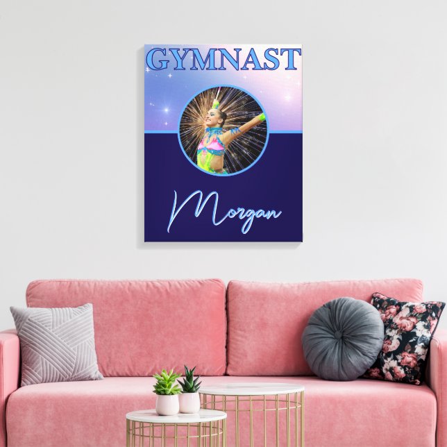 Gymnast Deep Royal Custom Foto und Name Leinwanddruck (Insitu (Wohnzimmer))
