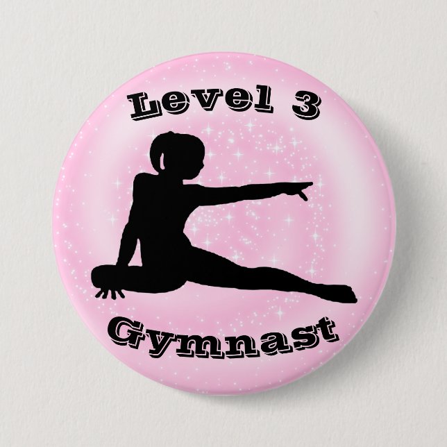 Gymnast der Stufe 3 - Gymnastiktaste für Mädchen Button (Vorderseite)
