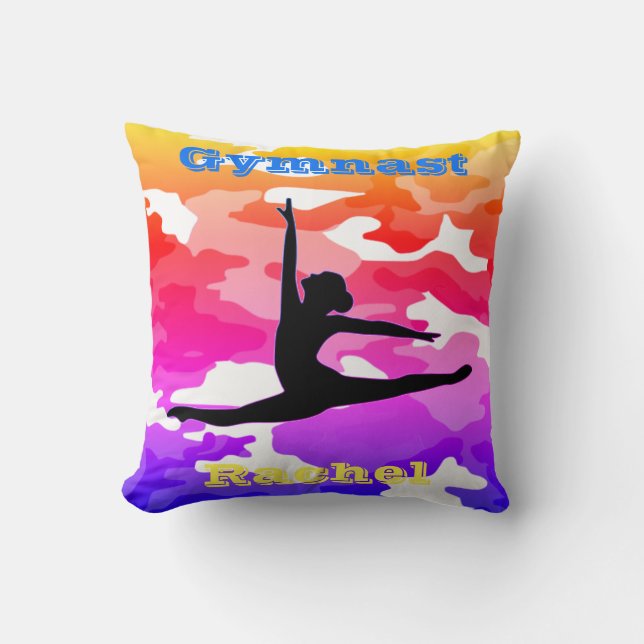 Gymnast Flohbeam Vault Bars Rainbow Camouflage Kissen (Vorderseite)