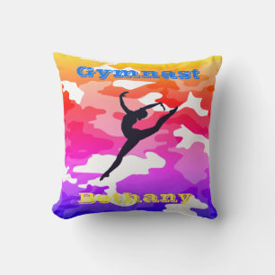 Gymnast Flohbeam Vault Bars Rainbow Camouflage Kissen
