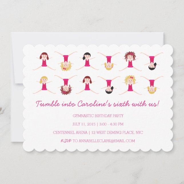 Gymnast Girls | Birthday Invite Einladung (Vorderseite)