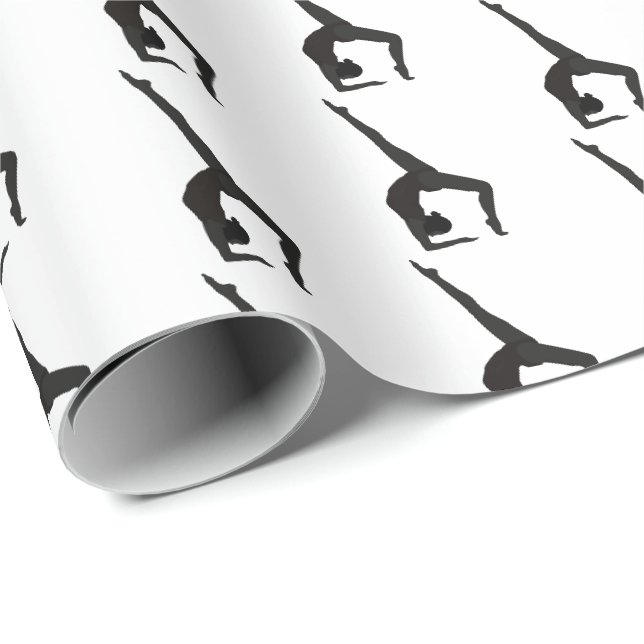 Gymnast in weißer Silhouette Geschenkpapier (Rolleneckpunkt)
