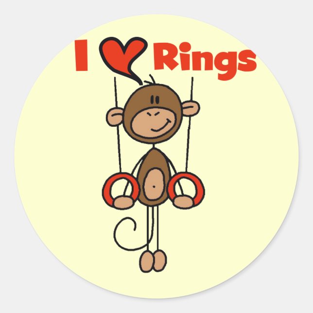Gymnast Lieben Rings Tshirts und Geschenke Runder Aufkleber (Vorderseite)