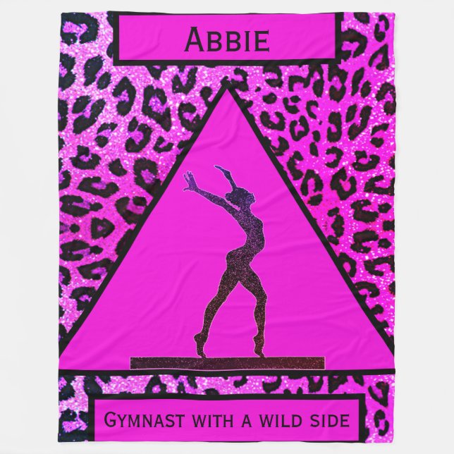Gymnast mit Wild-Side-Pink-Leopard-Gymnastik Fleecedecke (Vorderseite)