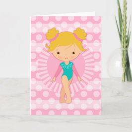 Gymnast - Niedliche Gymnastik Pink Aqua Blonde Karte