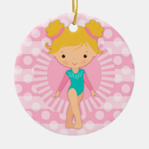 Gymnast - niedliche Gymnastik-Rosa-Aqua-Blondine Keramik Ornament