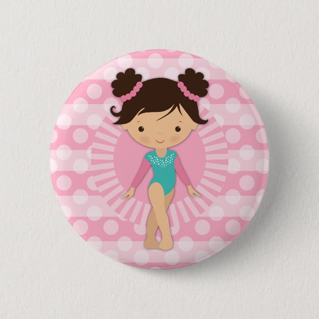 Gymnast - Niedliche Gymnastik Rosa Türkis Button (Vorderseite)