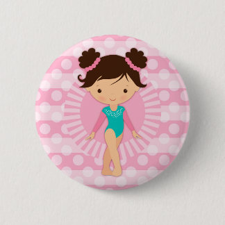 Gymnast - Niedliche Gymnastik Rosa Türkis Button