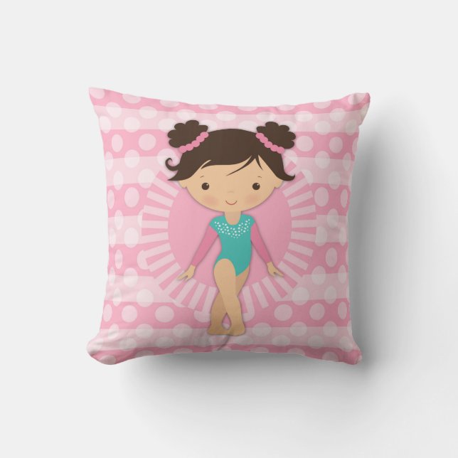 Gymnast - Niedliche Gymnastik Rosa Türkis Kissen (Vorderseite)