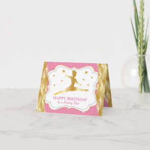 Gymnast Pink Gold Girl Happy Birthday Wünsche Karte