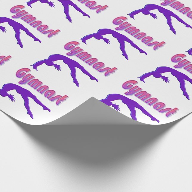 Gymnast Power Tumbling Lila Metallic Geschenkpapier (Ecke)