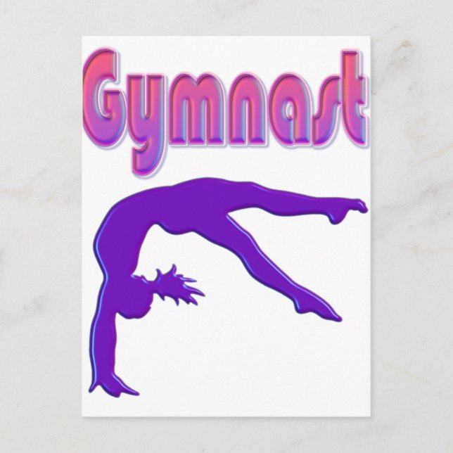 Gymnast Power Tumbling Lila Metallic Postkarte (Vorderseite)