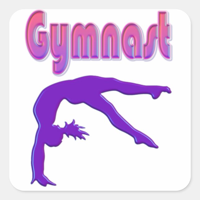 Gymnast Power Tumbling Lila Metallic Quadratischer Aufkleber (Vorderseite)