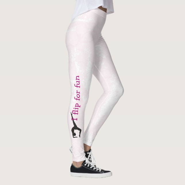 Gymnast-Silhouette auf hellrosa Textur Leggings (Rechts)