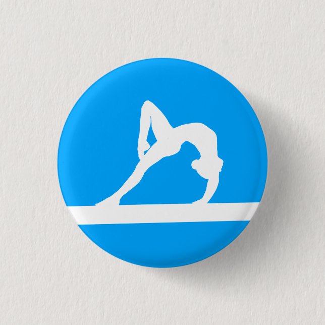 Gymnast-Silhouette-Knopf-Blau Button (Vorderseite)