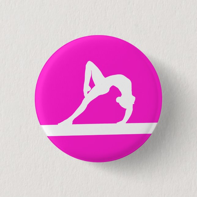 Gymnast-Silhouette-Knopf-Rosa Button (Vorderseite)