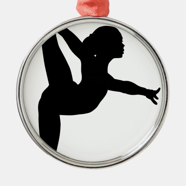 Gymnast-Silhouette Silbernes Ornament (Vorne)