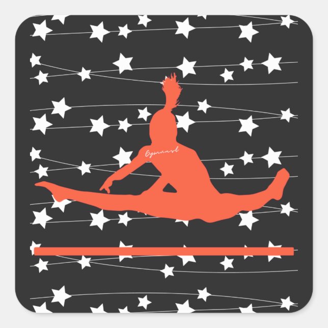 Gymnast Swirbelstars Quadratischer Aufkleber (Vorderseite)