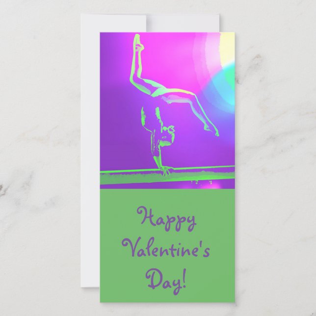 Gymnast Valentinstag Fotokarte Feiertagskarte (Vorderseite)