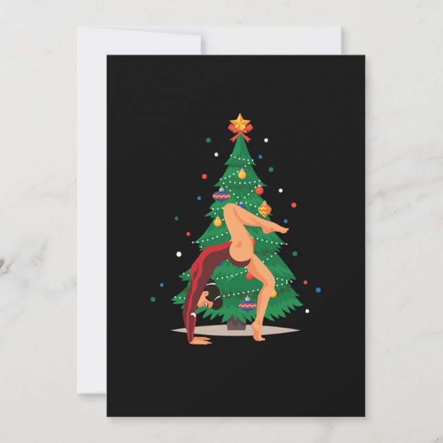 Gymnast Weihnachtsbaum Gymnast Sportgeschenk Einladung (Vorderseite)