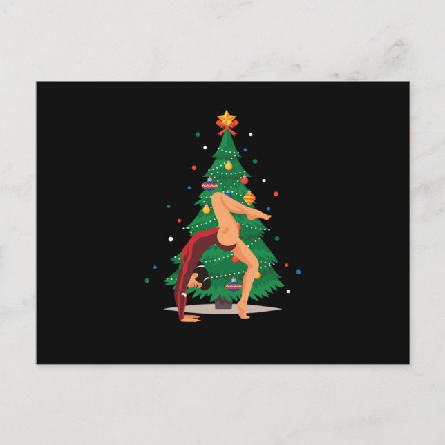 Gymnast Weihnachtsbaum Gymnast Sportgeschenk Postkarte (Vorderseite)