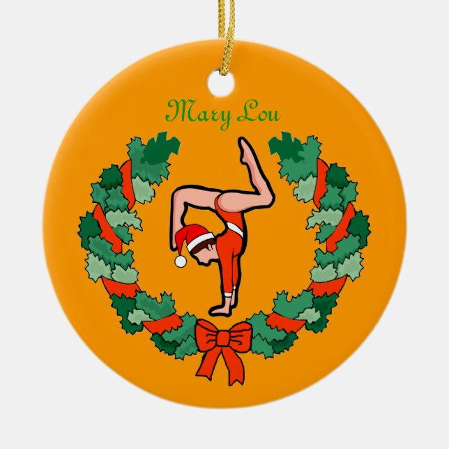GymnastChick KranzHandstand personifizieren Keramikornament (Vorne)