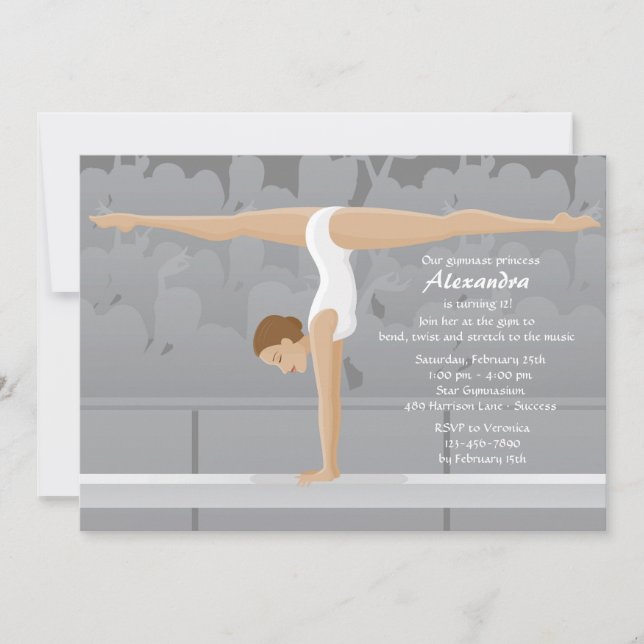 Gymnaste Anniversaire Fête Invitation (Devant)
