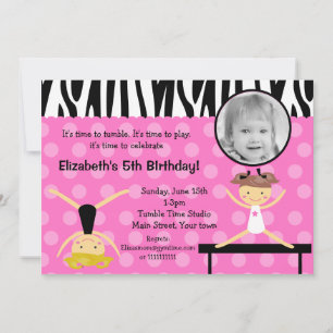 Gymnaste Gymnastique Invitations d'anniversaire