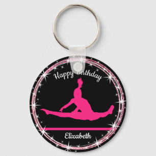 Gymnastics Bars Birthday in Pink and Black    Schlüsselanhänger