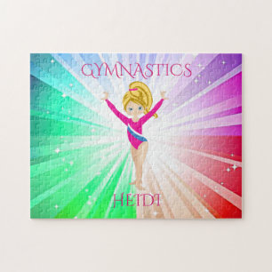 "GYMNASTICS" beleuchtet Rätsel mit Gymnast.