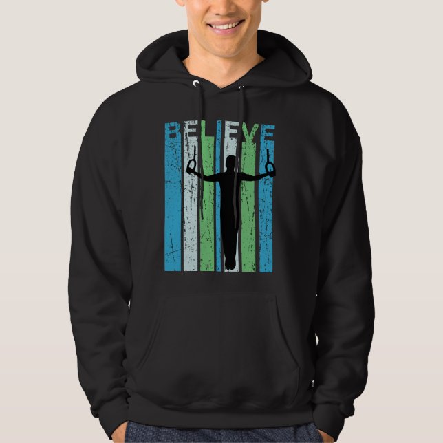 Gymnastics Believe Male Gymnast Retro Style Hoodie (Vorderseite)
