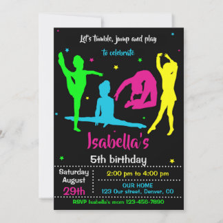 Gymnastics birthday invitation Tumbling invitation Einladung