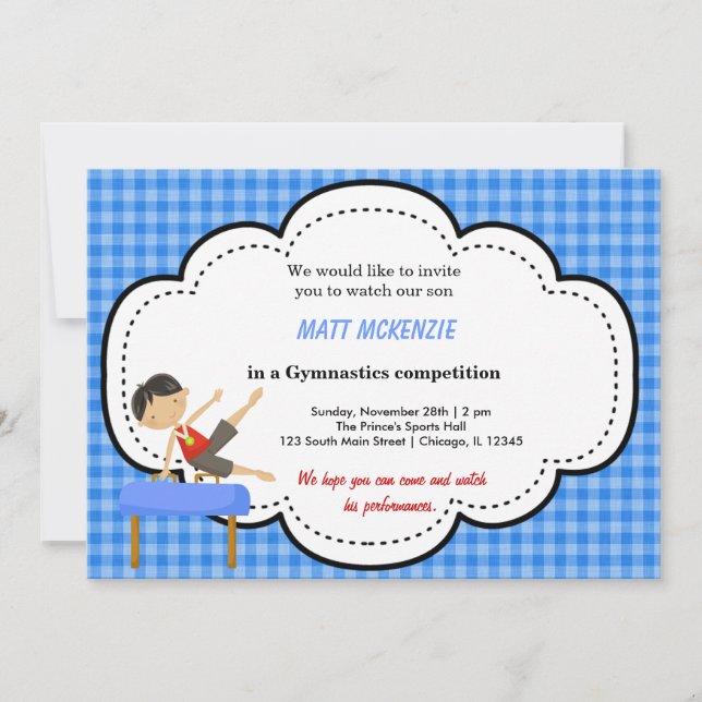 Gymnastics Boy Competition (Blue) Einladung (Vorderseite)